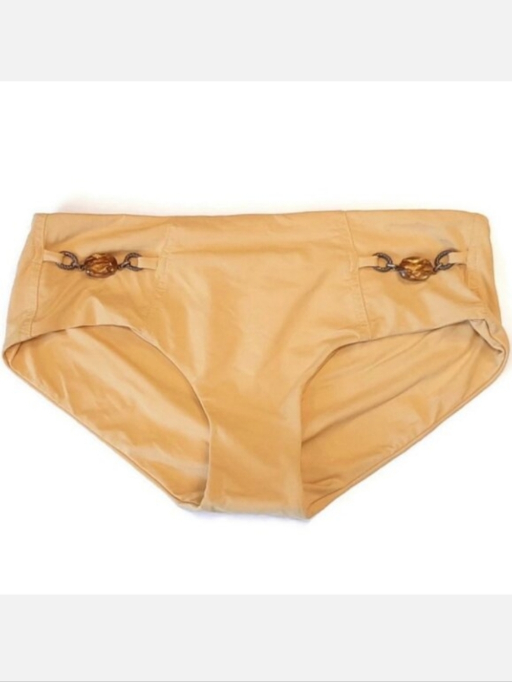 V Del Sol Jewel Chain Bikini Bottoms Solid Canary Yellow Amber Swimwear Size 4